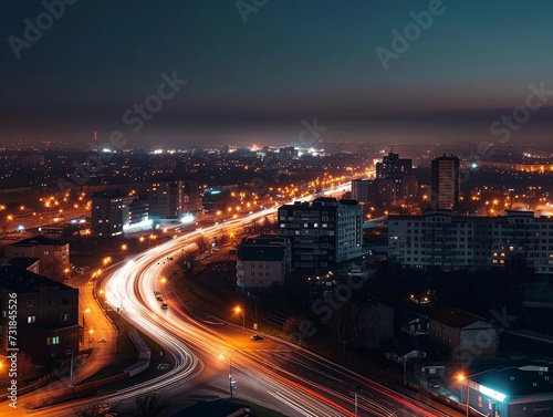 Night Cityscape with Light Trails