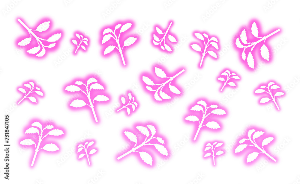 Pixel art pink glowing leaf pattern
