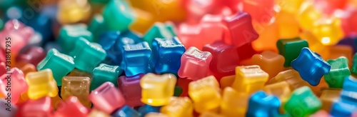 Colorful Plastic Polymer Pellets Close-Up. Generative ai