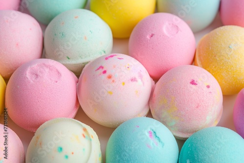 Pattern made of colorful bath bombs balls for bathing