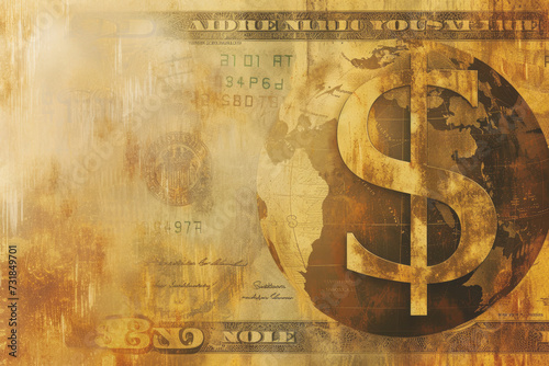 illustration old banknote vintage background. photo
