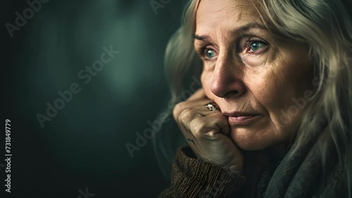 A middleaged woman her face clouded with regret as she thinks about the dreams she had for herself that never came true, female With Blonde Hair and Ring on Finger