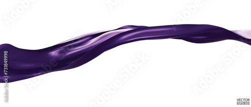 Flying purple silk textile fabric flag background. Smooth elegant purple Satin Isolated on white Background for grand opening ceremony. Purple curtain. 3d vector illustration