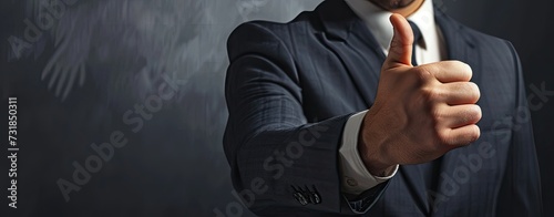 professional businessman in the business world holding thumb up, success concept,