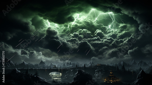 3d photo of a lightning in the sky wallpaper made with generative AI