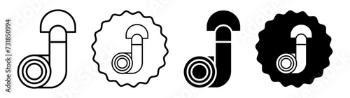 Yoga strap set in black and white color. Yoga strap simple flat icon vector