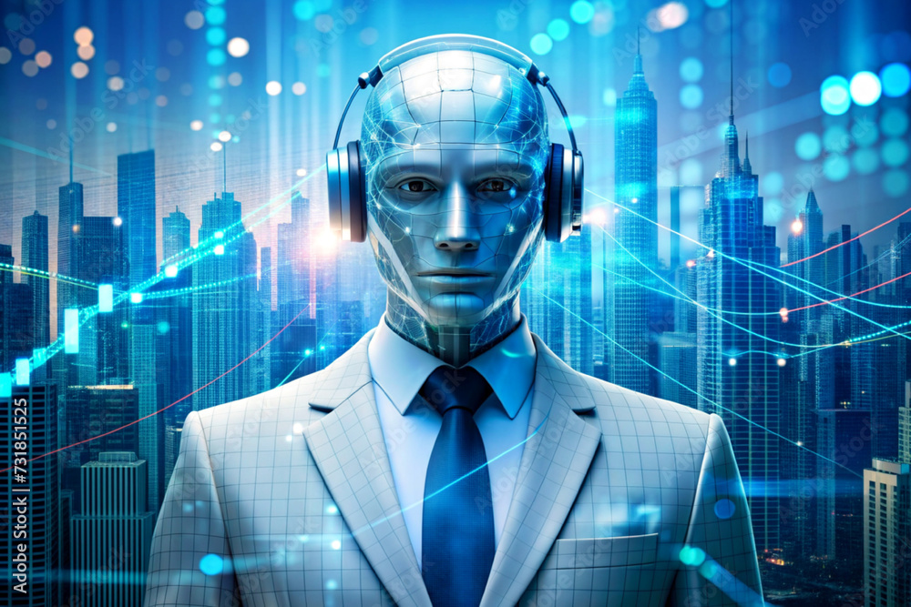 AI robot hand holding tablet showing graph growth stock. finance forex trading technology. AI robot hand holding tablet showing graph growth stock. finance forex trading technology.