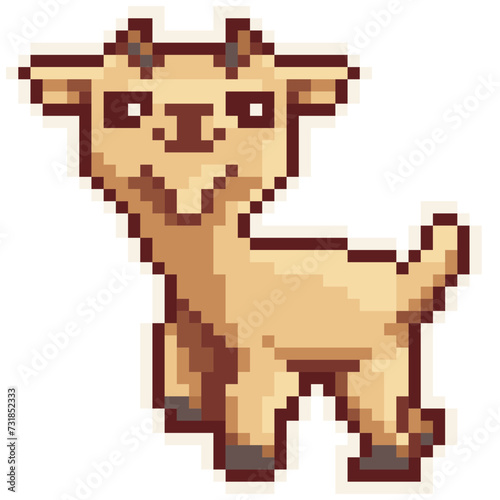 Goat - Cute Kawaii Cartoon Pixel Art Animal Caprine Icon Vector   © Rafa