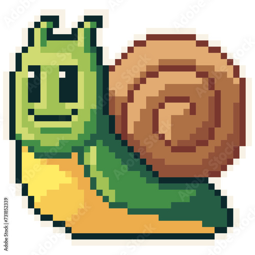 Snail - Cute Kawaii Cartoon Pixel Art Animal Slug Icon Vector © Rafa