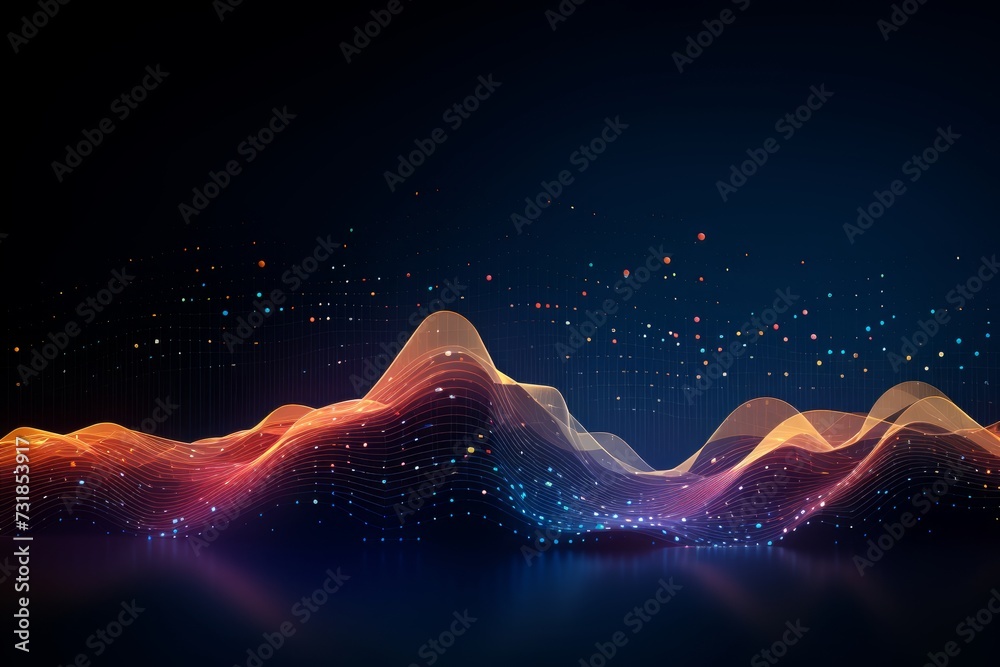 Digital graphic abstract background for technological processes, neural networks, digital data storage, particle flow, fundamentals of artificial intelligence Technology Network Background, banner - obrazy, fototapety, plakaty 