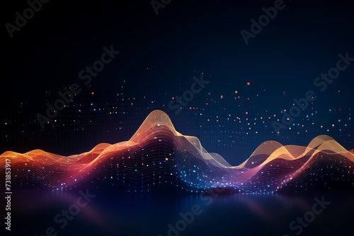 Digital graphic abstract background for technological processes, neural networks, digital data storage, particle flow, fundamentals of artificial intelligence Technology Network Background, banner