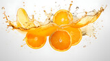 orange juice splashes on white background