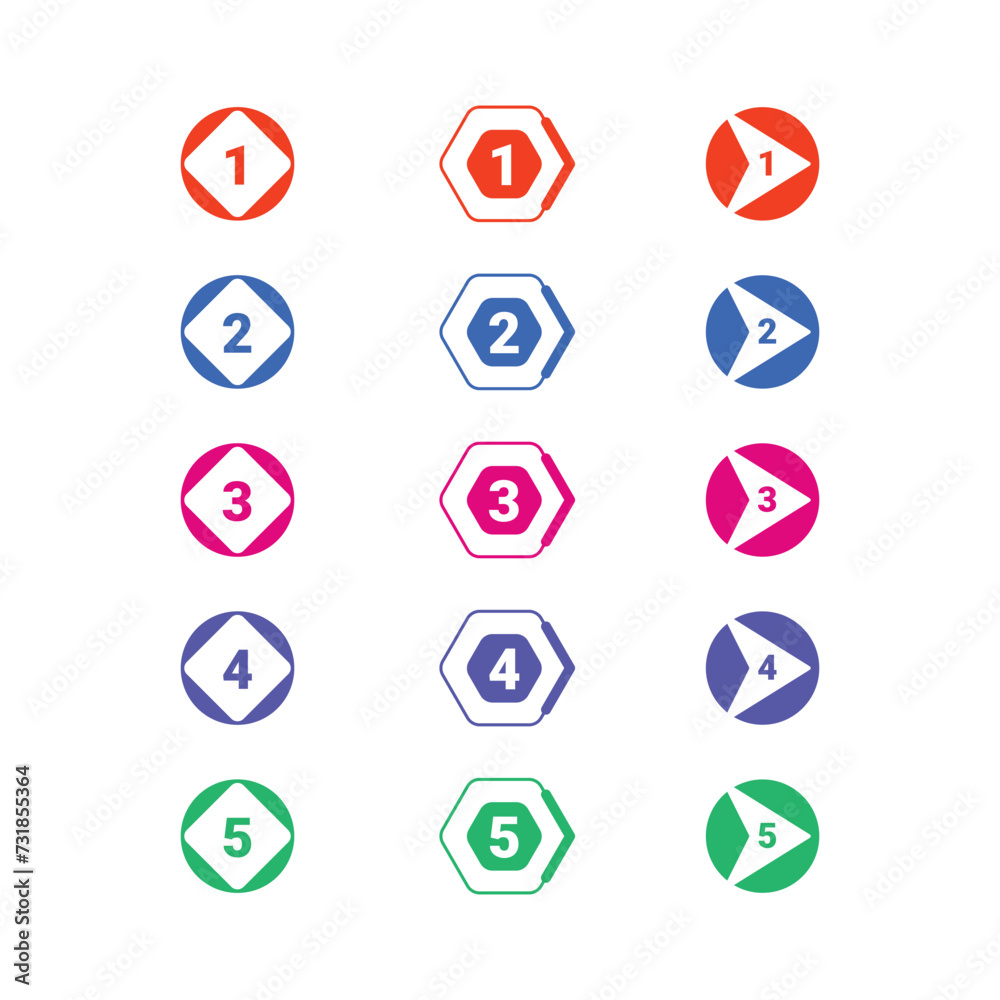Colorful bullet point number Colorful bullet point number