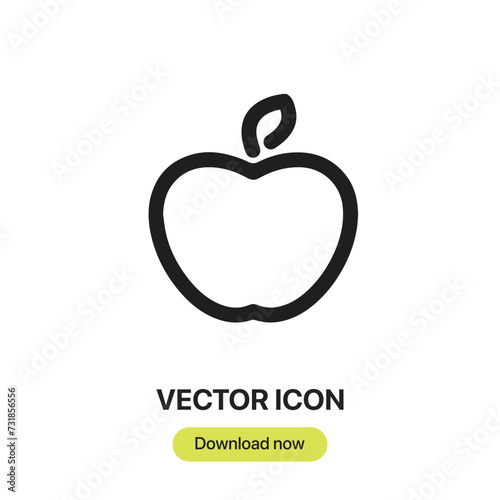 Apple icon vector. Linear-style sign for mobile concept and web design. Apple symbol illustration. Pixel vector graphics - Vector.  