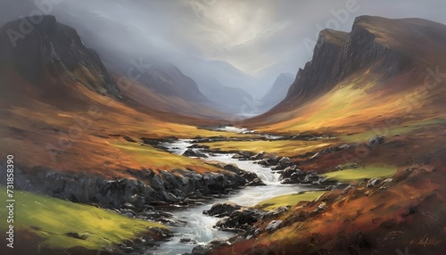 Oil Painting of the Dramatic and Rugged Landscapes of the Scottish Highlands