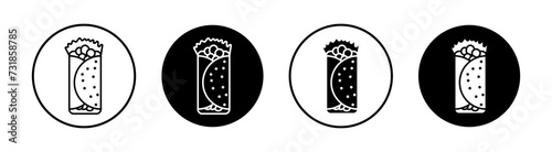 Burrito flat line icon set. Burrito Thin line illustration vector