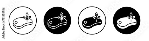 Artificial vegan meat flat line icon set. Artificial vegan meat Thin line illustration vector photo