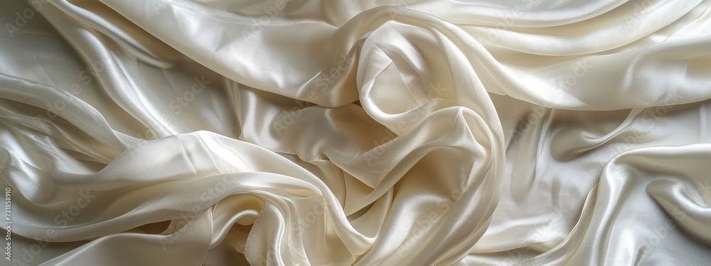 Fototapeta premium Smooth elegant white silk can use as wedding background