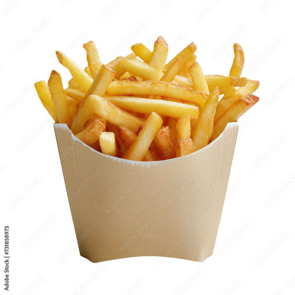 French Fry in Paper Wrapper. Isolated on Transparent or White Background, PNG French Fry in Paper Wrapper. Isolated on Transparent or White Background, PNG