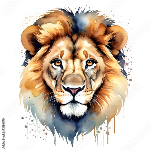 Watercolor Lion Print T-Shirt Design