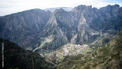 Valley of Nuns Madeira island Portugal. Village view from the mountains.