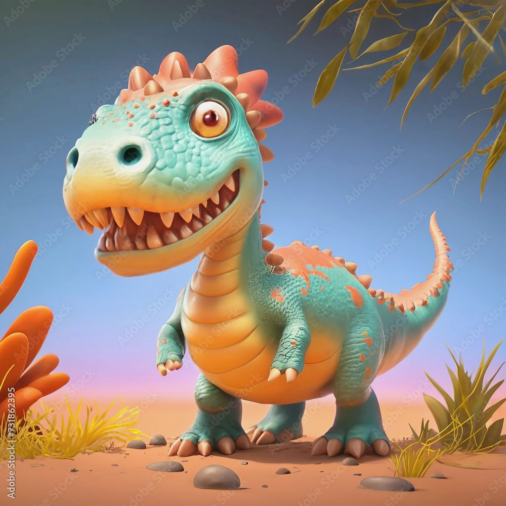 Fototapeta premium cute dinosaur cartoon animal
