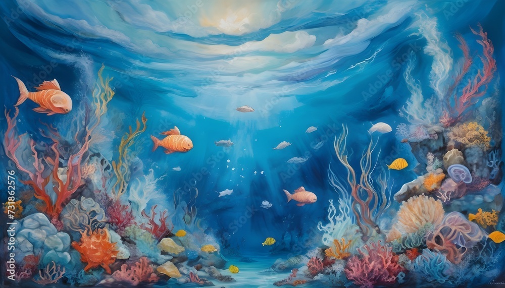 Whimsical Underwater World - Mixed Media Sea Painting with Wispy Clouds (2).jpg