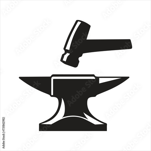 Blacksmith icon. Anvil and hammer icon