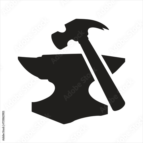 Blacksmith icon. Anvil and hammer icon