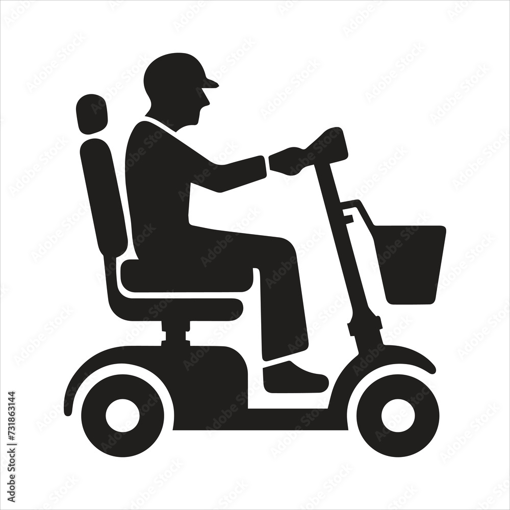 Mobility scooter icon. Fast shipping delivery truck icon