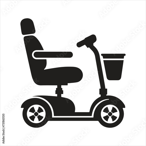 Mobility scooter icon. Fast shipping delivery truck icon