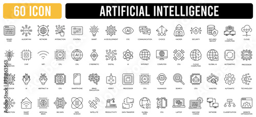 Artificial intelligence icons. Set of brain, robot, ai, head icon