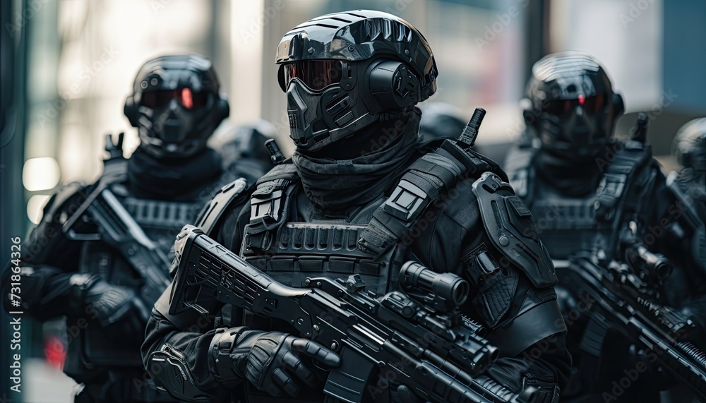 Group of Men in Military Gear Standing Together