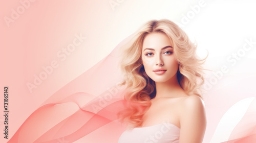 Banner with beautiful woman face with smooth health skin for advertising design