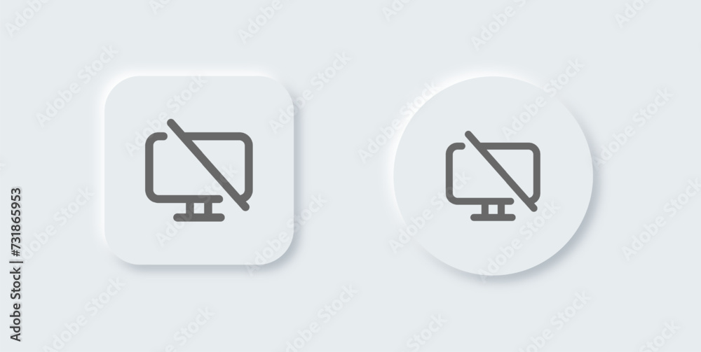 No display line icon in neomorphic design style. Monitor signs vector illustration. No display line icon in neomorphic design style. Monitor signs vector illustration.