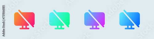 No display solid icon in gradient colors. Monitor signs vector illustration.
