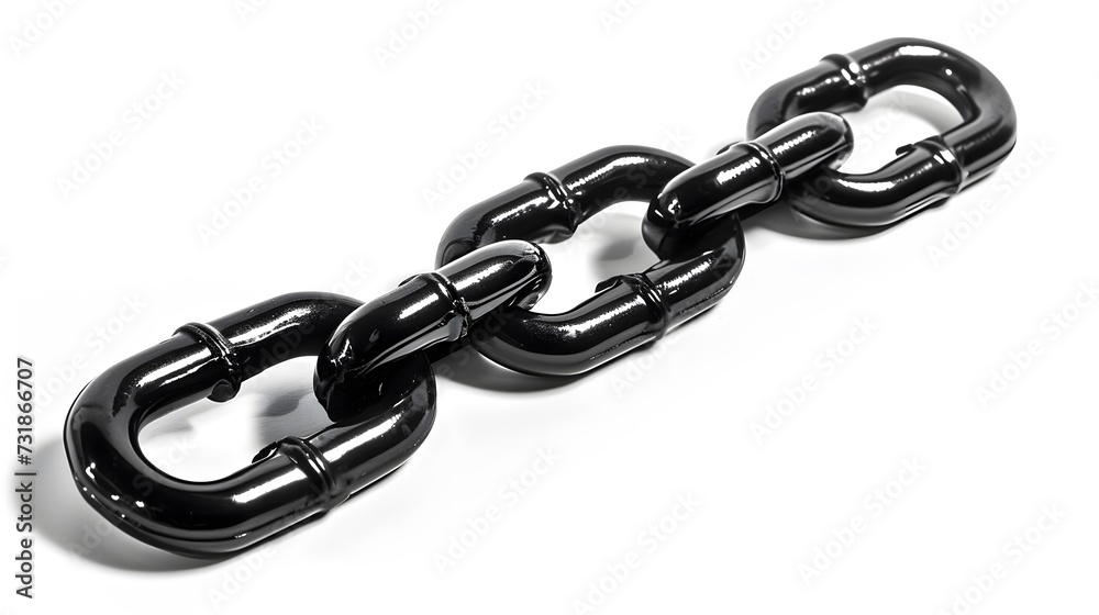 Chain links in shiny metal, showcasing strength and security, on a white background Chain links in shiny metal, showcasing strength and security, on a white background