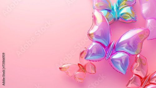 Wallpaper Mural Colorful Inflatable Butterflies on Soft Pink Background , Vibrant Summer Vibe Torontodigital.ca