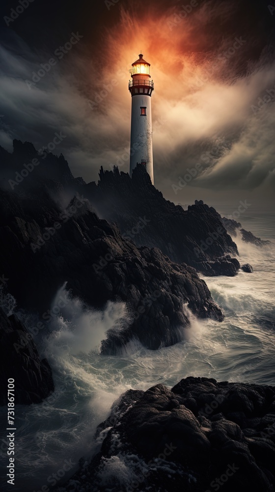 Lighthouse in cliff