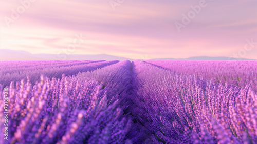 Tranquil lavender fields  minimalist