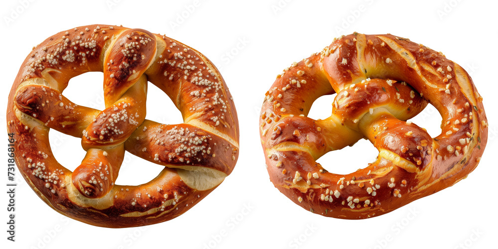 Soft Pretzel Set Isolated on Transparent or White Background, PNG Soft Pretzel Set Isolated on Transparent or White Background, PNG