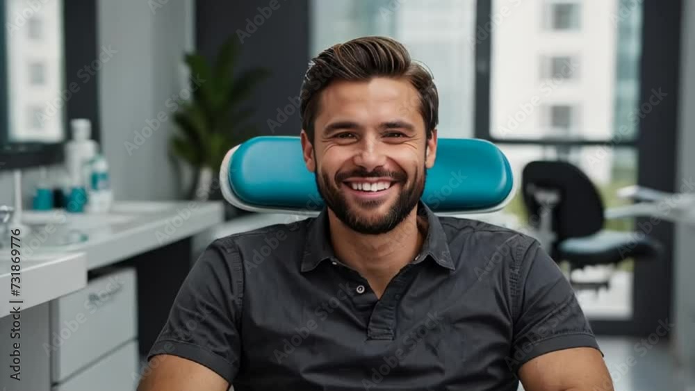 Smiling man in dentist's chair