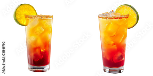 Tequila Sunrise Cocktail Set Isolated on Transparent or White Background, PNG