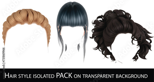 Fashionable women hairstyles , isolated on white, collage. Banner design