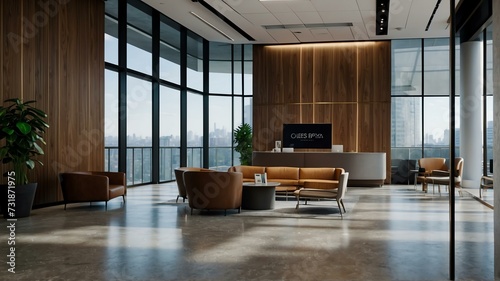 Reception area of a tech professional office space building from Generative AI