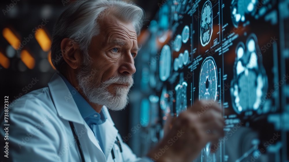 Experienced medical expert reviews virtual patient scan for adiagnosis Experienced medical expert reviews virtual patient scan for adiagnosis