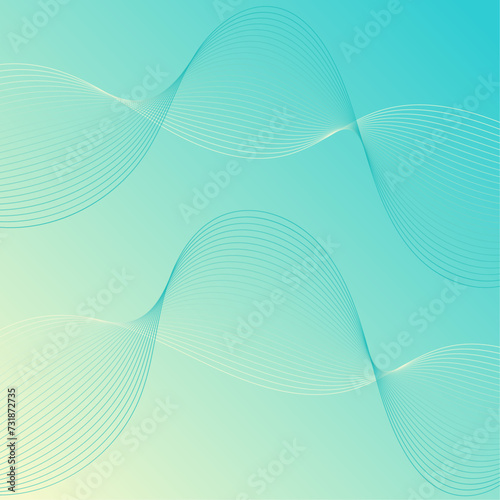 Abstract background with waves. Vector banner with lines. Background for music album  poster  card. Geometric element for design. Blue and yellow gradient. Spring  summer