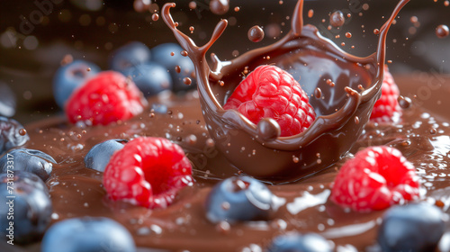 Liquid chocolate swirl with berries.