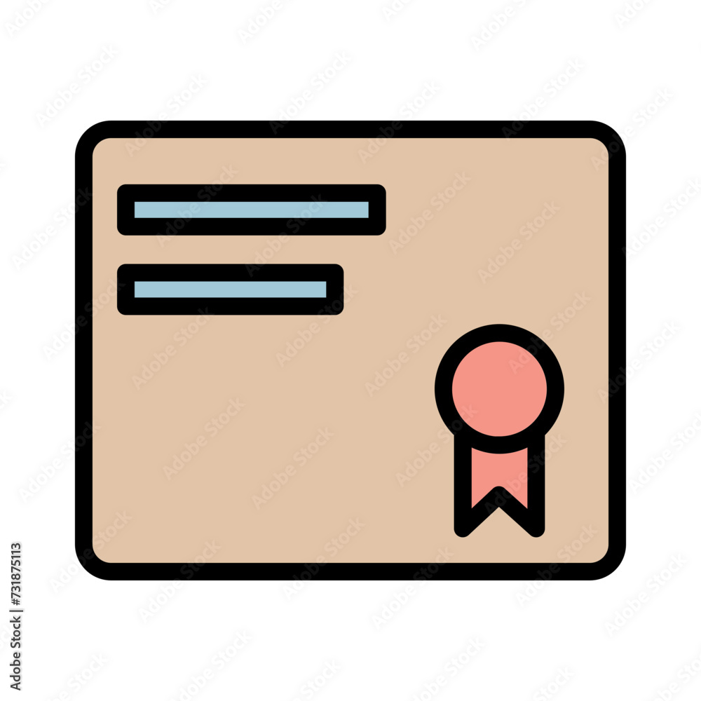 Certificate School Study Filled Outline Icon