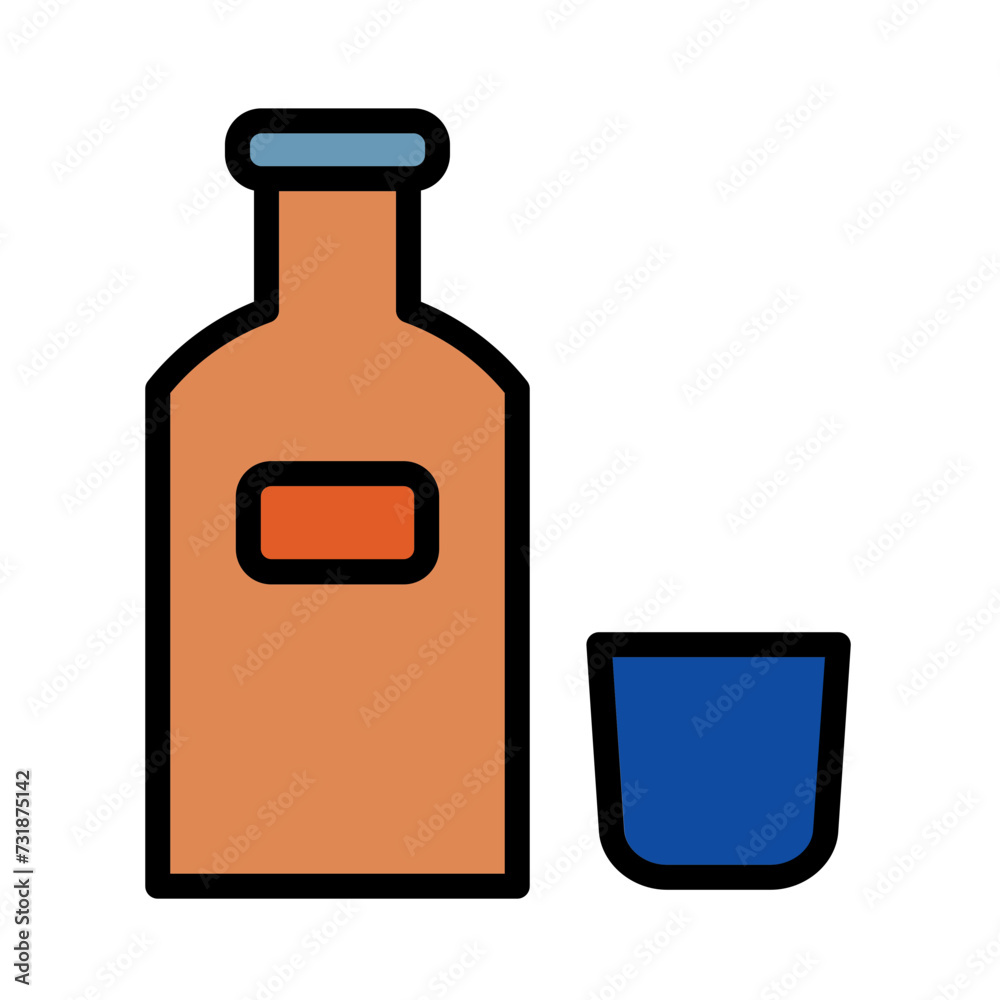 Bottle Drink Glass Filled Outline Icon Bottle Drink Glass Filled Outline Icon